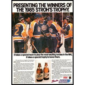 1985 Stroh's Beer LA Los Angeles Kings NHL Hockey Vintage Print Ad Wall Art Phot
